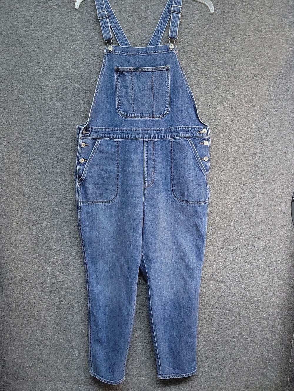 Old Navy Light Blue Denim Overalls with Contrast Stitching Womens Size 18